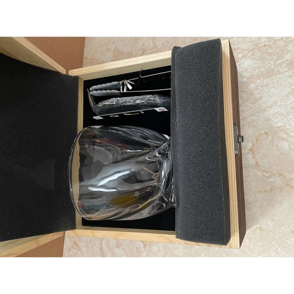 IIIMY Whisky Glass Gift Set in Wooden Box - Glass, Slate Coaster & Steel Tongs - Picture 6 of 10